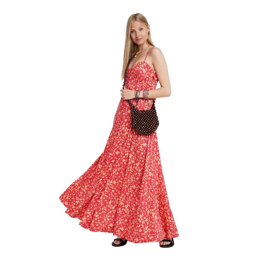Free People Under The Moonlight Pink Floral Maxi Dress